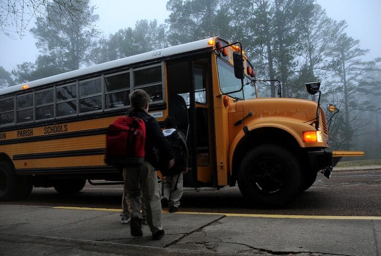 children boarding school bus image, public domain vehicle CC0 photo.